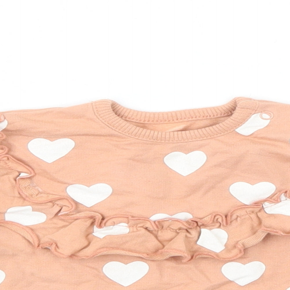 George Baby Pink Geometric Cotton Pullover Jumper Size 3-6 Months  Snap - Heart Print