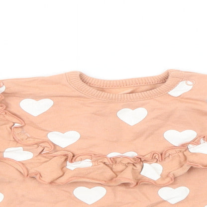 George Baby Pink Geometric Cotton Pullover Jumper Size 3-6 Months  Snap - Heart Print