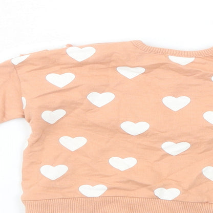 George Baby Pink Geometric Cotton Pullover Jumper Size 3-6 Months  Snap - Heart Print