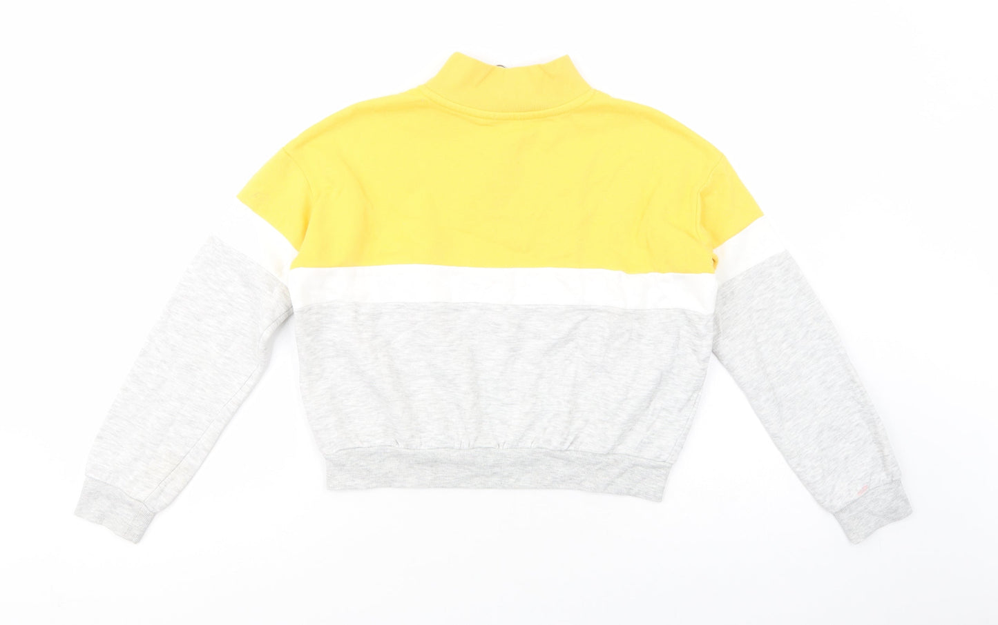 H&M Girls Yellow Colourblock Cotton Pullover Sweatshirt Size 11-12 Years  Zip - Make New Memories