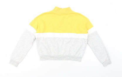 H&M Girls Yellow Colourblock Cotton Pullover Sweatshirt Size 11-12 Years  Zip - Make New Memories