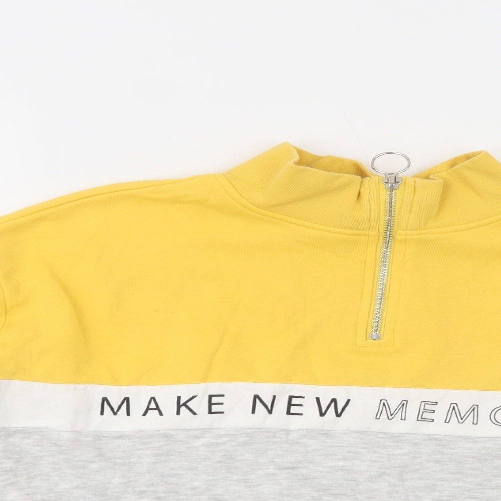 H&M Girls Yellow Colourblock Cotton Pullover Sweatshirt Size 11-12 Years  Zip - Make New Memories