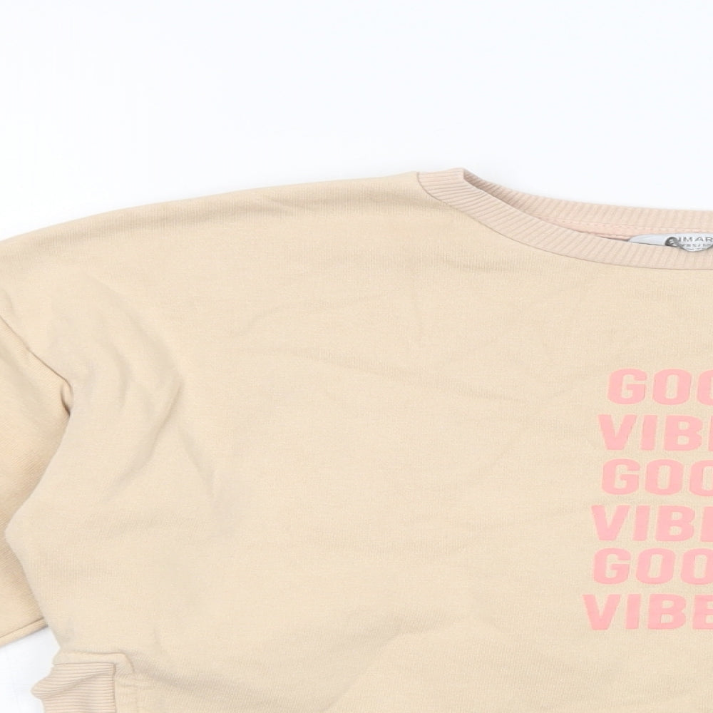Primark Girls Beige  Cotton Pullover Sweatshirt Size 10-11 Years  Pullover - Good Vibes