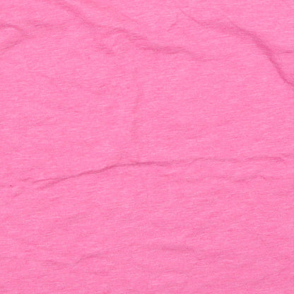 Dunnes Girls Pink  Cotton Cropped T-Shirt Size 7 Years Crew Neck Pullover - Chest Pocket