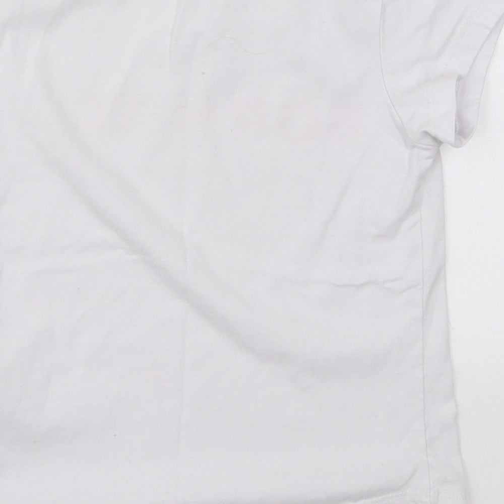 Reebok Girls White  Cotton Basic T-Shirt Size 7-8 Years Crew Neck Pullover - Born to Win