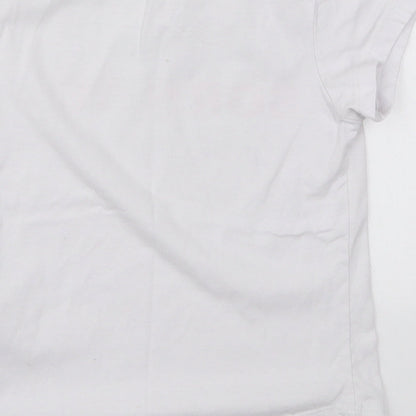 Reebok Girls White  Cotton Basic T-Shirt Size 7-8 Years Crew Neck Pullover - Born to Win