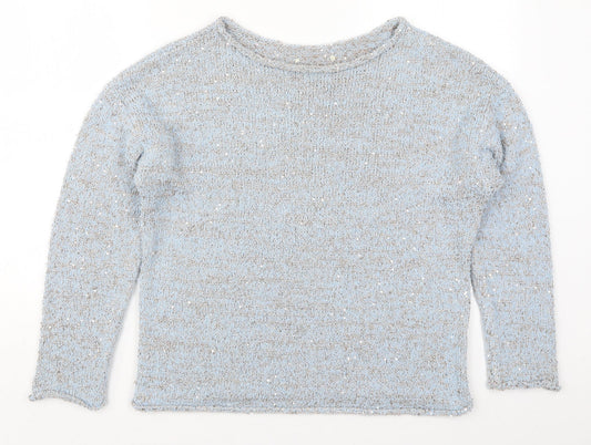 George Womens Blue Boat Neck  Polyester Pullover Jumper Size 16