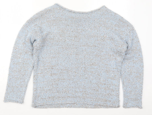 George Womens Blue Boat Neck  Polyester Pullover Jumper Size 16