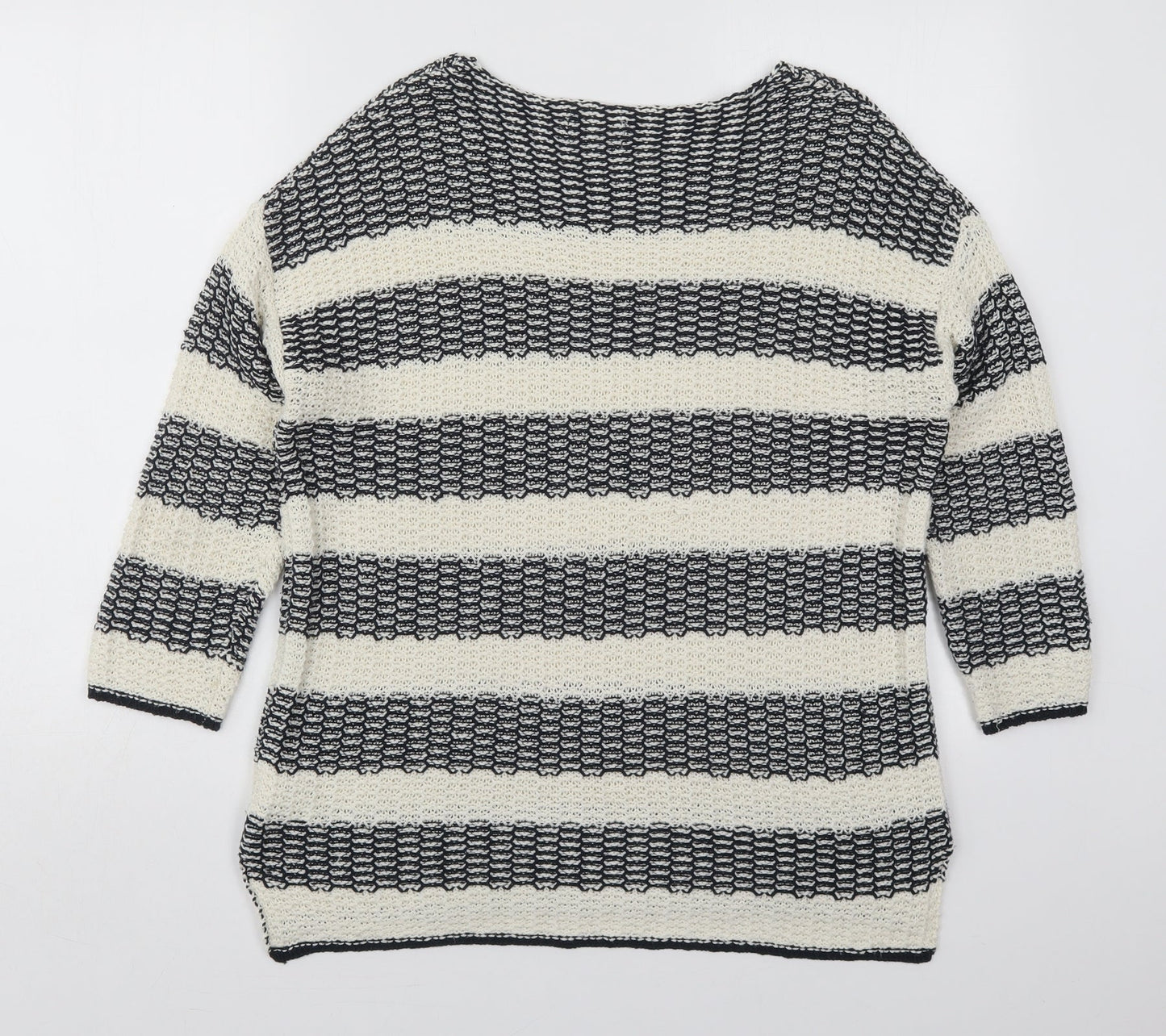 Papaua Womens Ivory Boat Neck Striped Acrylic Pullover Jumper Size M