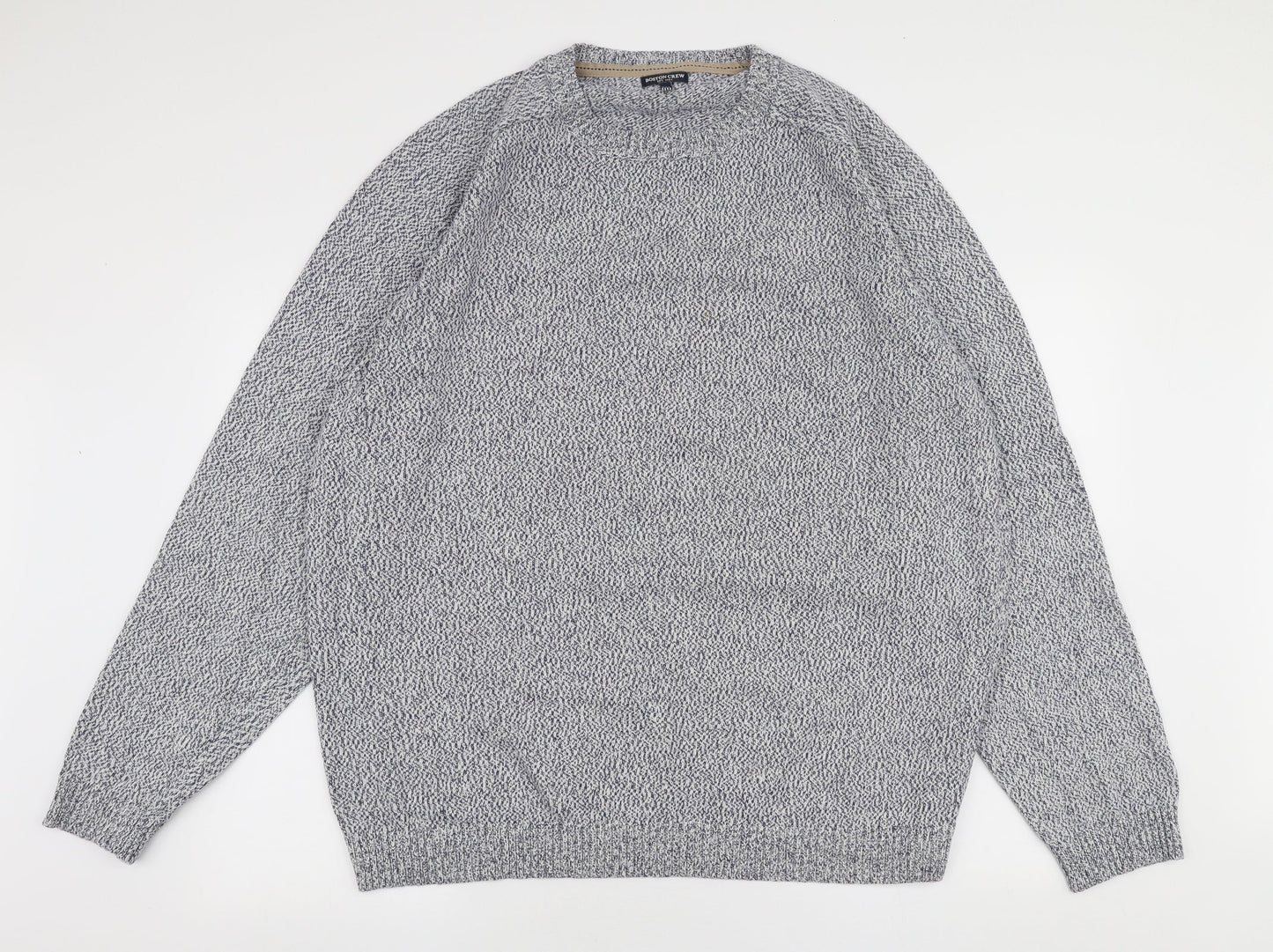 Boston Crew Mens Blue Round Neck  Cotton Pullover Jumper Size 2XL