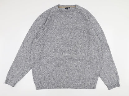 Boston Crew Mens Blue Round Neck  Cotton Pullover Jumper Size 2XL