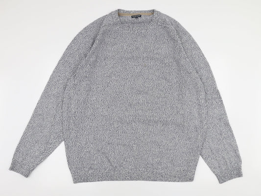 Boston Crew Mens Blue Round Neck  Cotton Pullover Jumper Size 2XL