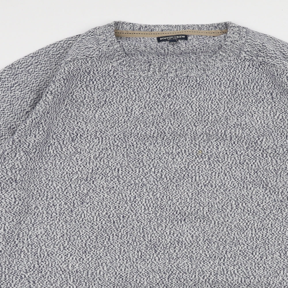 Boston Crew Mens Blue Round Neck  Cotton Pullover Jumper Size 2XL