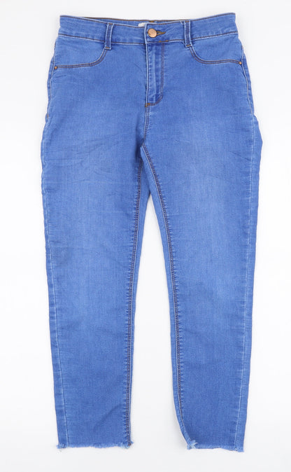 Dorothy Perkins Womens Blue  Cotton Skinny Jeans Size 10 L23 in Slim Zip