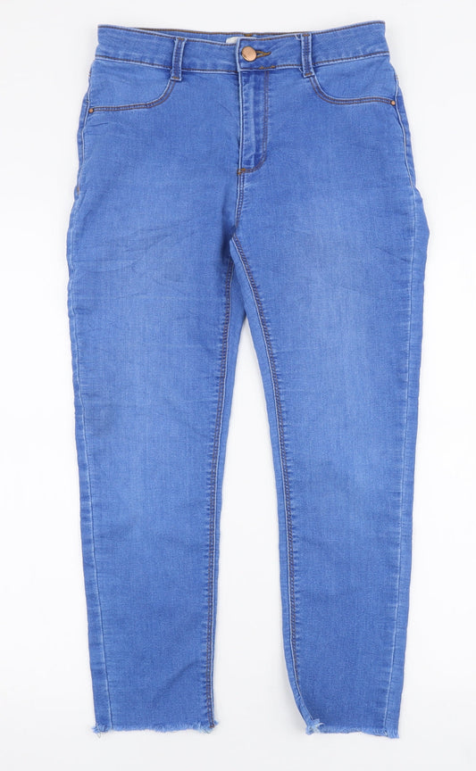 Dorothy Perkins Womens Blue  Cotton Skinny Jeans Size 10 L23 in Slim Zip