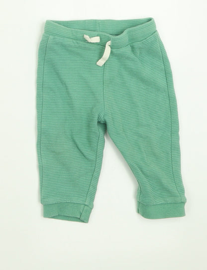 Marks and Spencer Boys Green  Cotton Capri Trousers Size 6-9 Months  Tie