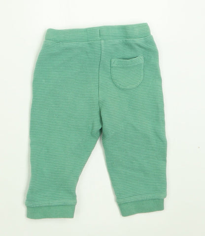 Marks and Spencer Boys Green  Cotton Capri Trousers Size 6-9 Months  Tie
