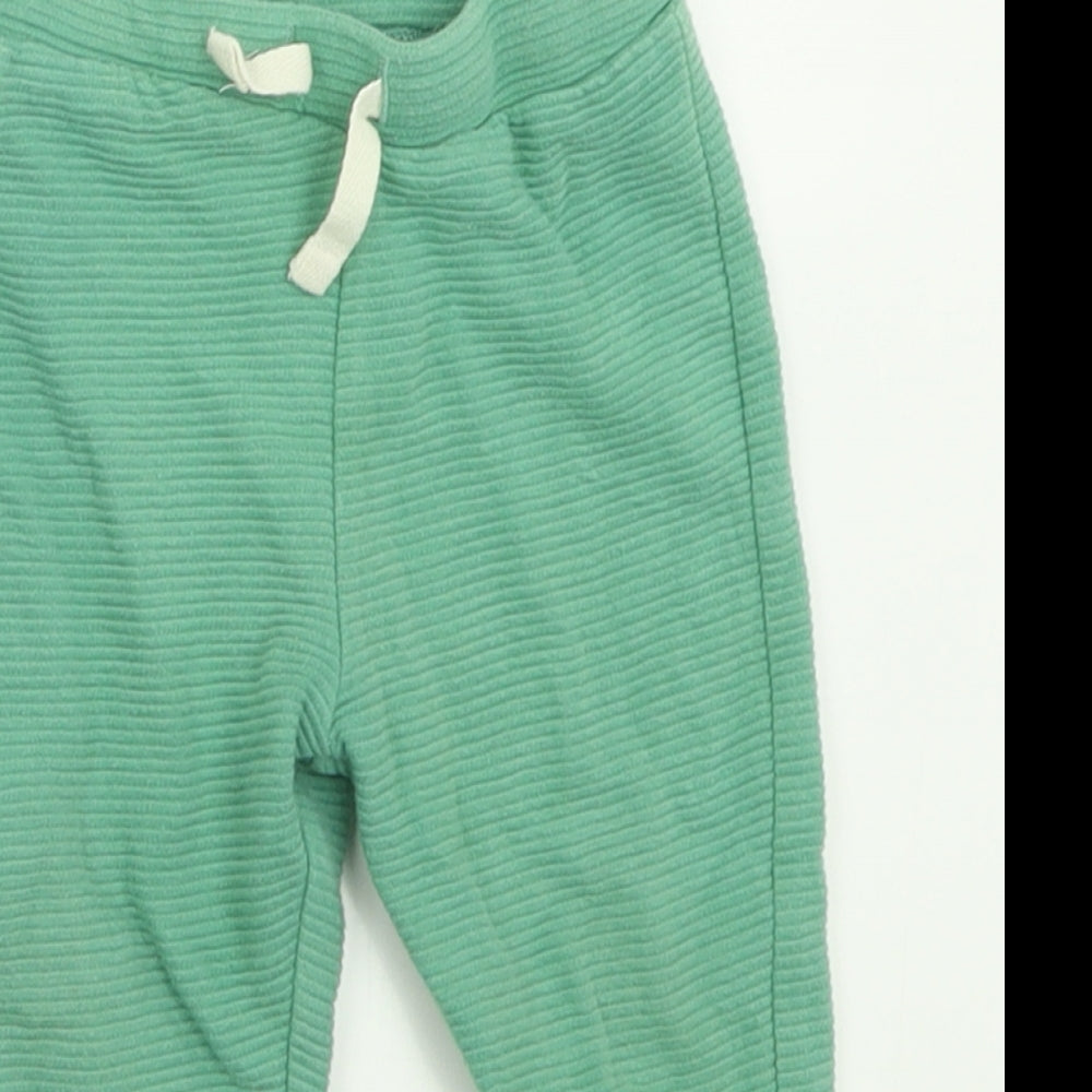 Marks and Spencer Boys Green  Cotton Capri Trousers Size 6-9 Months  Tie
