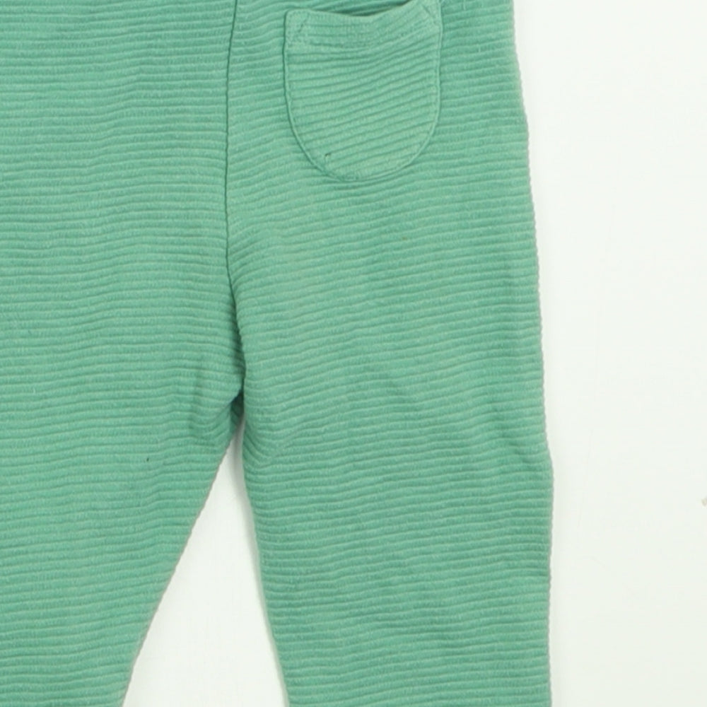 Marks and Spencer Boys Green  Cotton Capri Trousers Size 6-9 Months  Tie