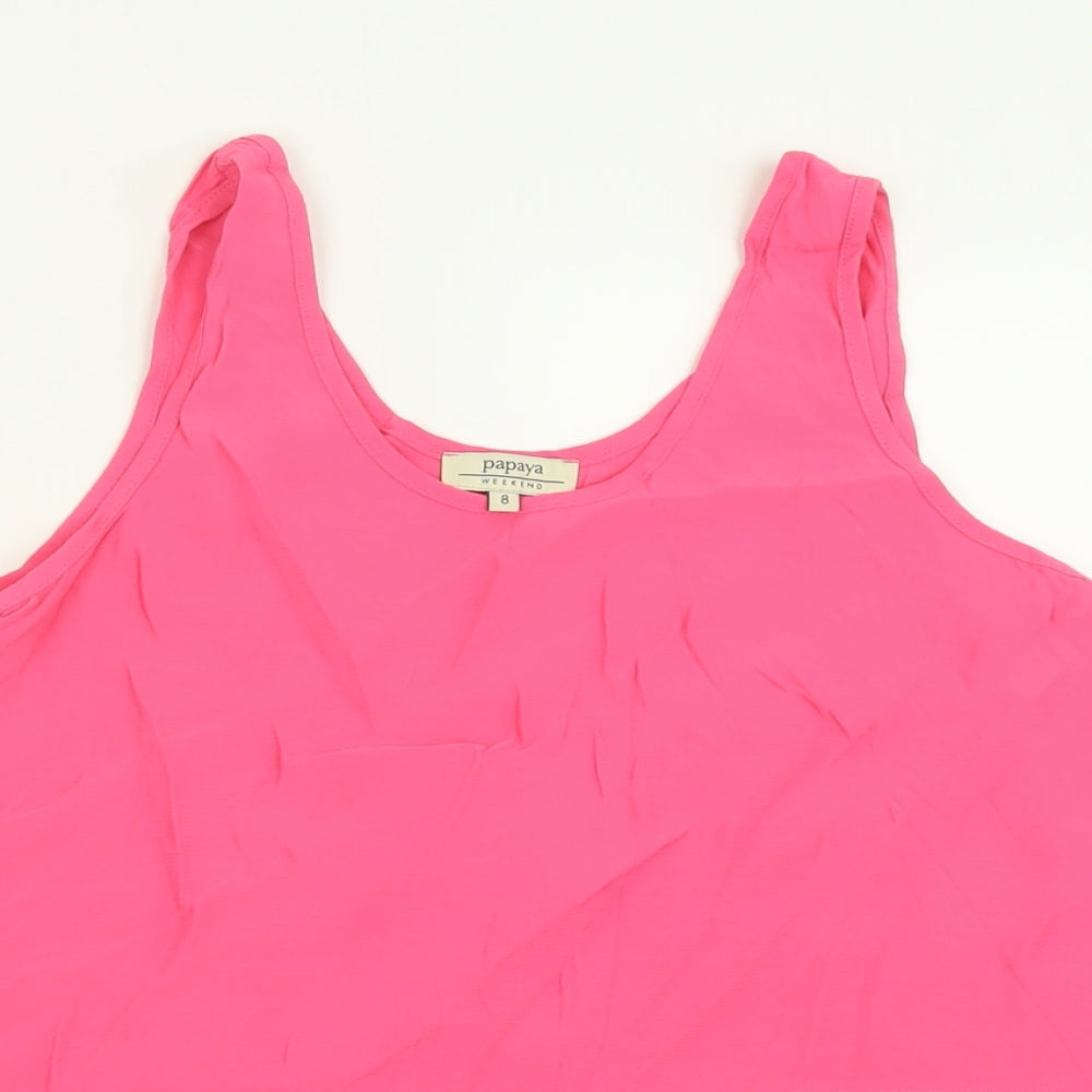 Papaya Womens Pink  Polyester Basic Tank Size 8 Scoop Neck