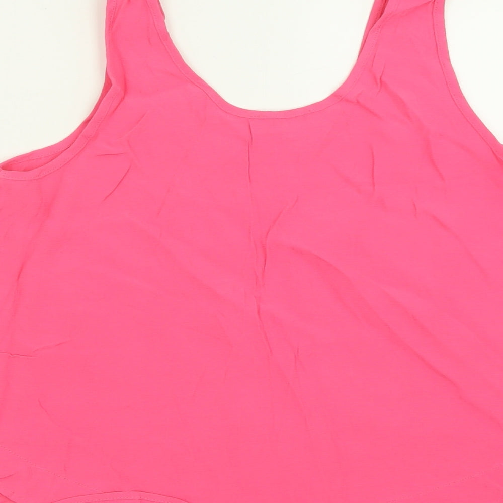 Papaya Womens Pink  Polyester Basic Tank Size 8 Scoop Neck