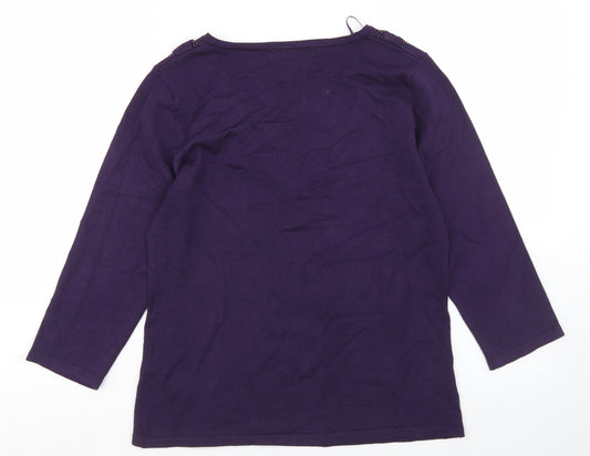 Just Elegance Womens Purple Scoop Neck  Viscose Pullover Jumper Size L