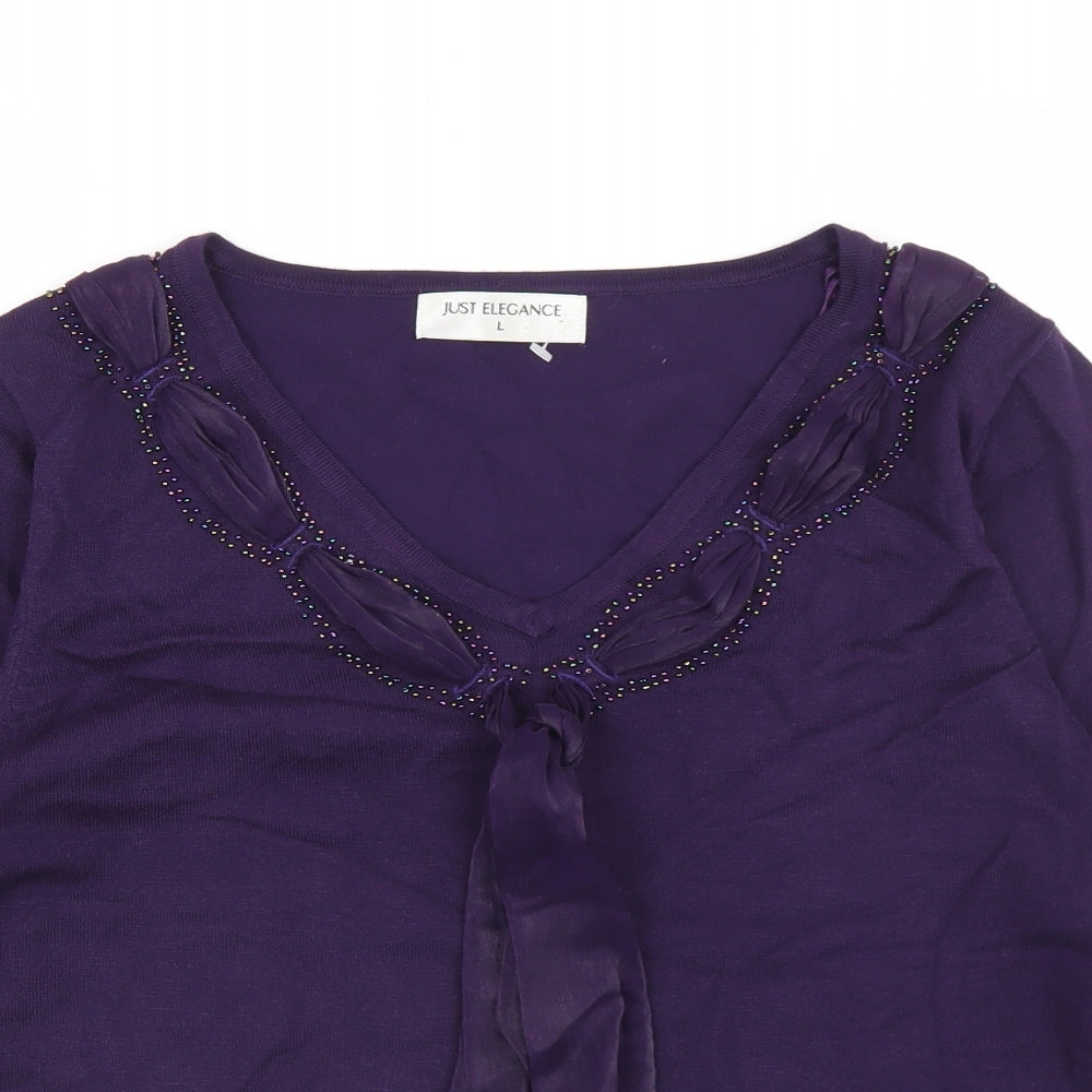 Womens UK Size L Just Elegance Purple Pullover Jumper