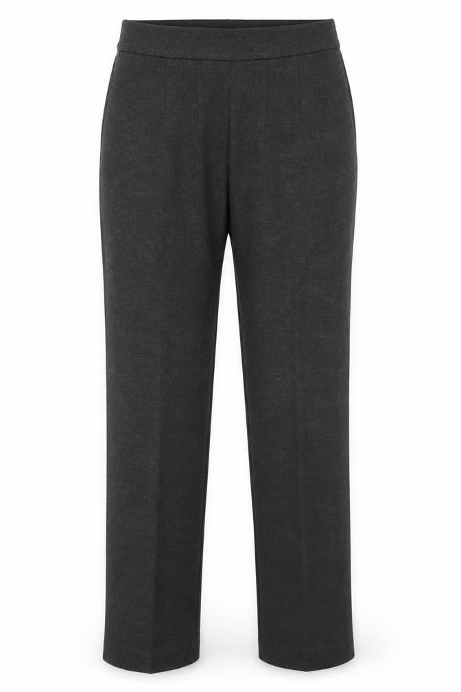 Front view of Marks & Spencer women’s grey viscose dress pants trousers, size UK 10, 28-inch leg regular