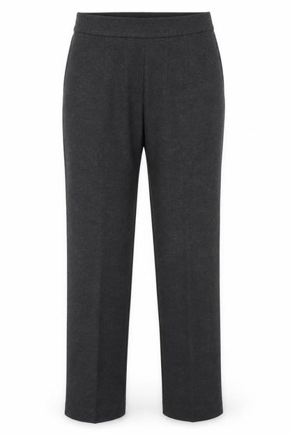 Front view of Marks & Spencer women’s grey viscose dress pants trousers, size UK 10, 28-inch leg regular