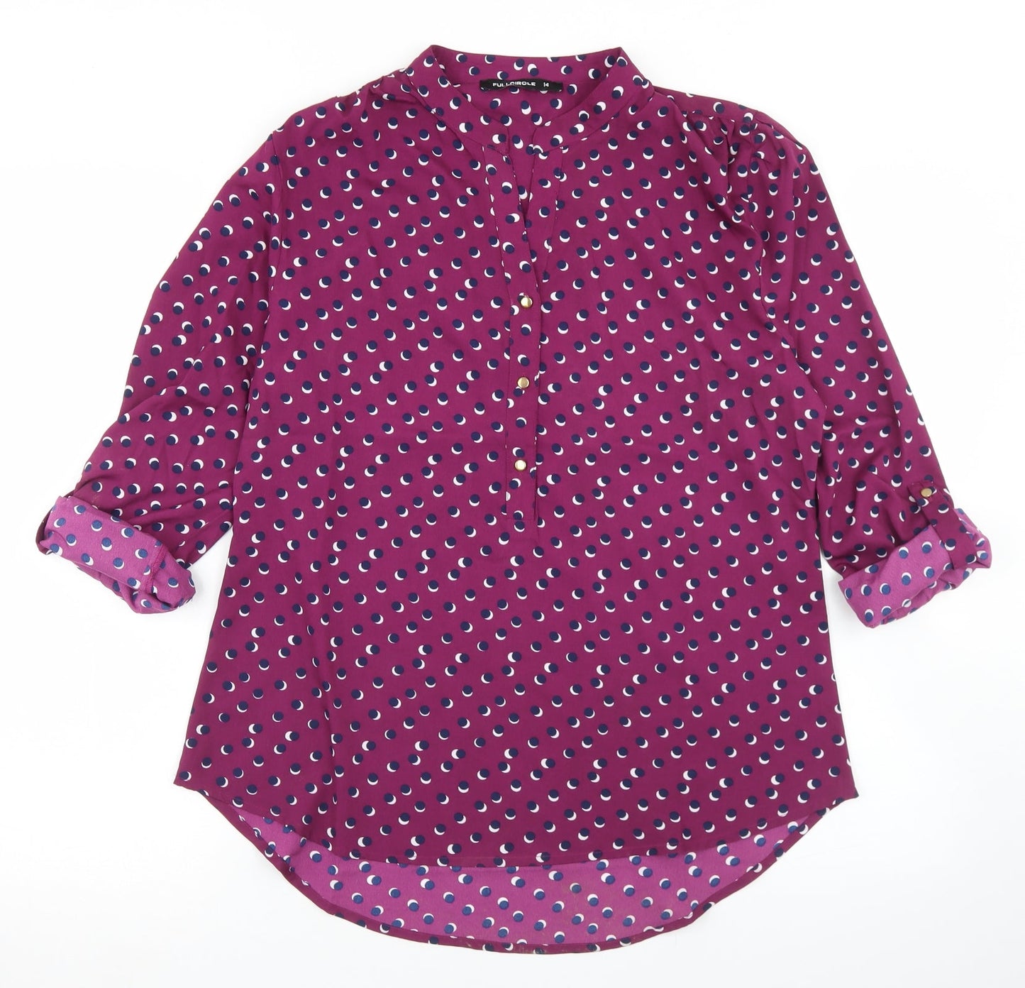 Womens UK Size 14 Full Circle Purple Basic Blouse
