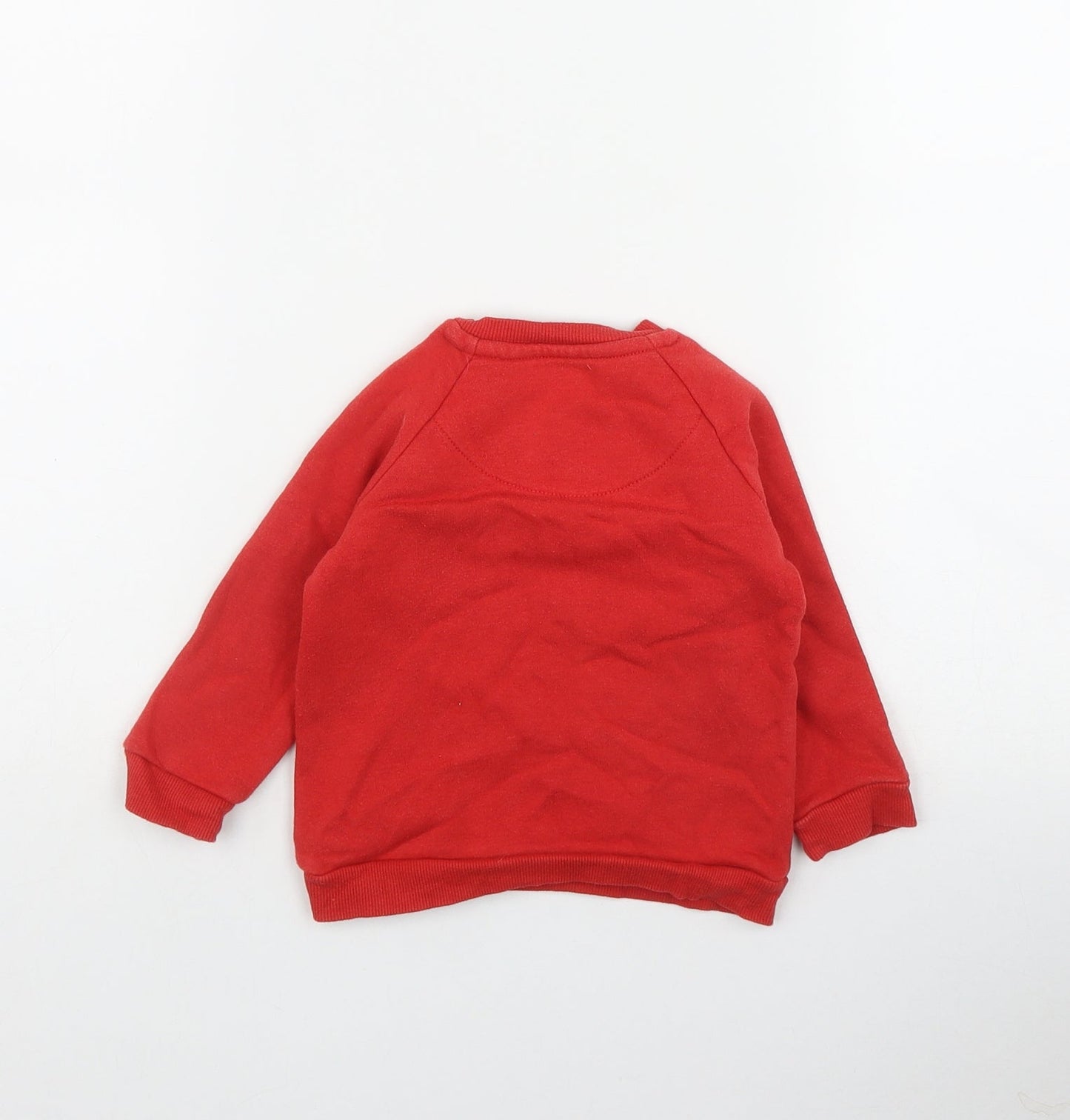 F&F Boys Red  Cotton Pullover Jumper Size 6-9 Months  Snap - 'Let the good times roll'