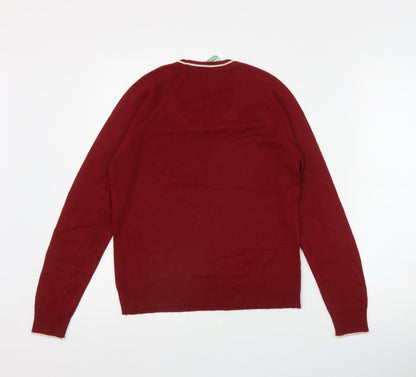 Yum Yum Womens Red Round Neck  Acrylic Pullover Jumper Size 6