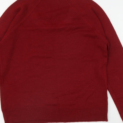 Yum Yum Womens Red Round Neck  Acrylic Pullover Jumper Size 6