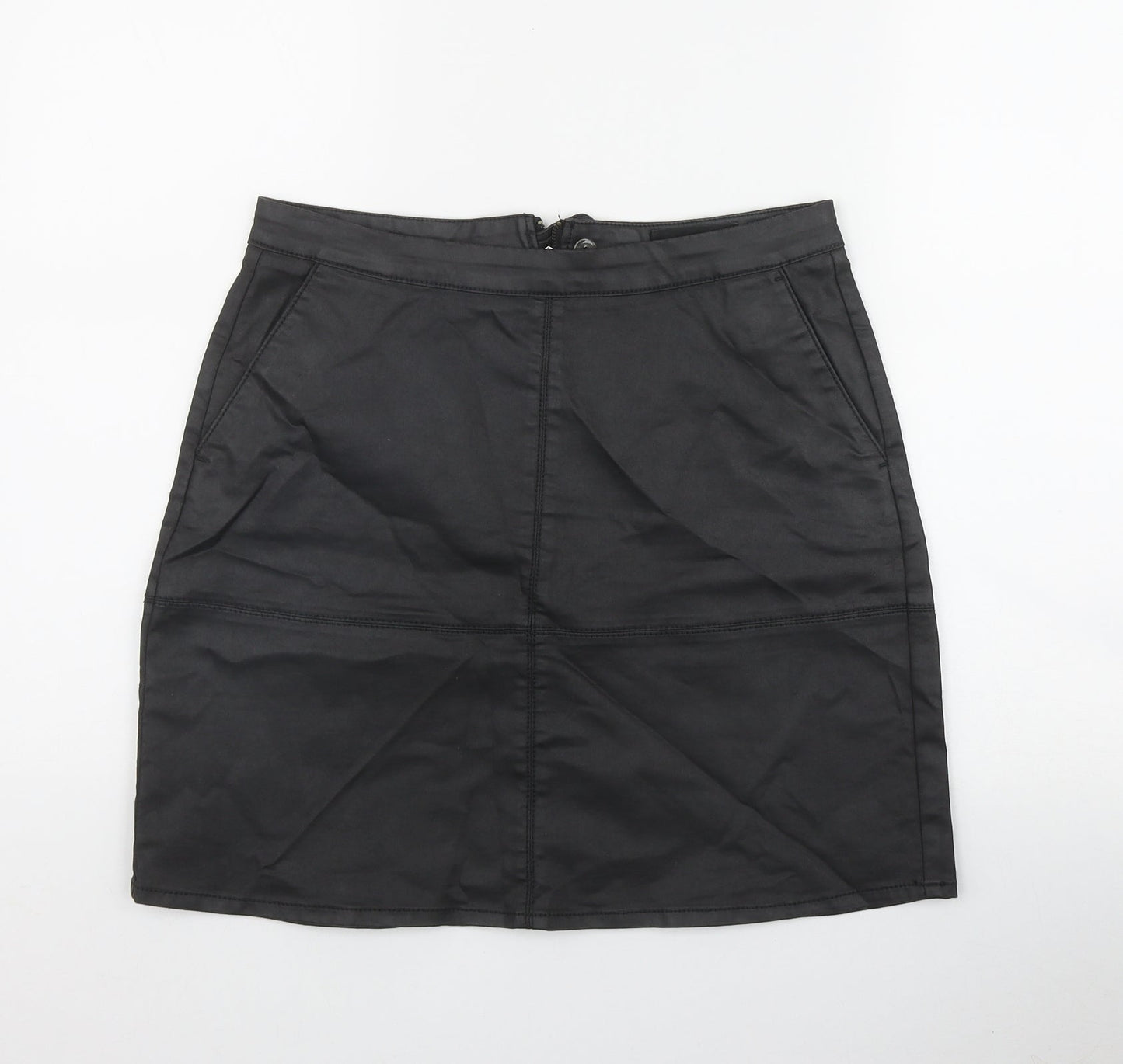 NEXT Womens Black  Cotton A-Line Skirt Size 10   Zip