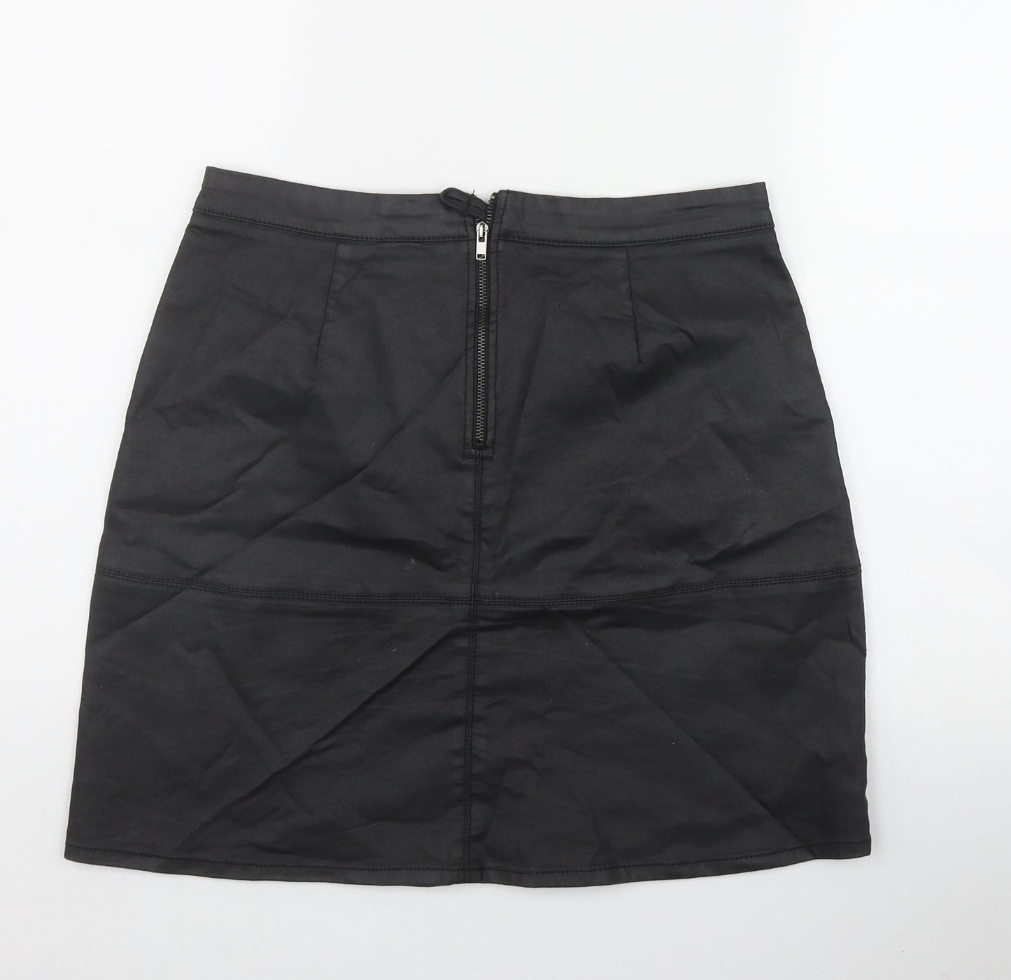 NEXT Womens Black  Cotton A-Line Skirt Size 10   Zip