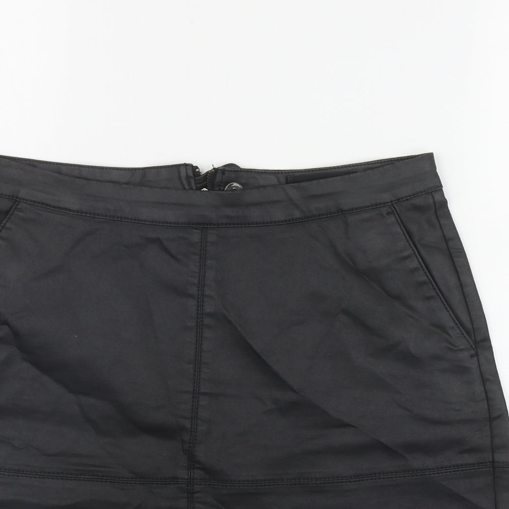 NEXT Womens Black  Cotton A-Line Skirt Size 10   Zip