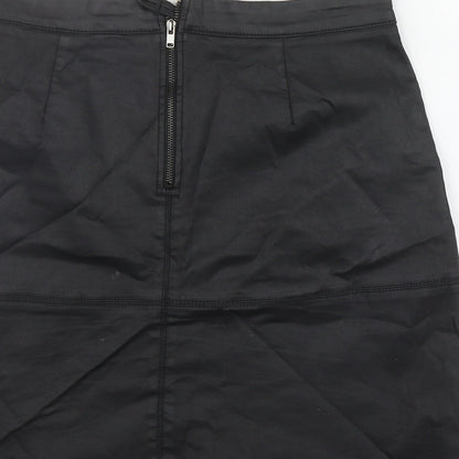NEXT Womens Black  Cotton A-Line Skirt Size 10   Zip