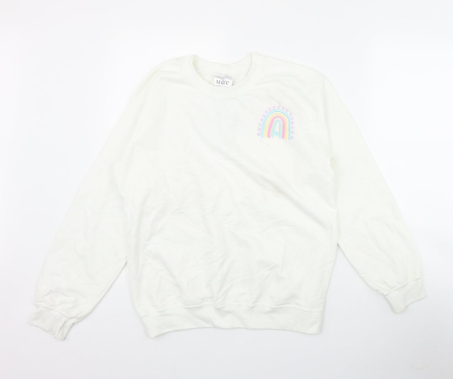 M&C Womens White  Cotton Pullover Sweatshirt Size S  Pullover - 'Thank you NHS'
