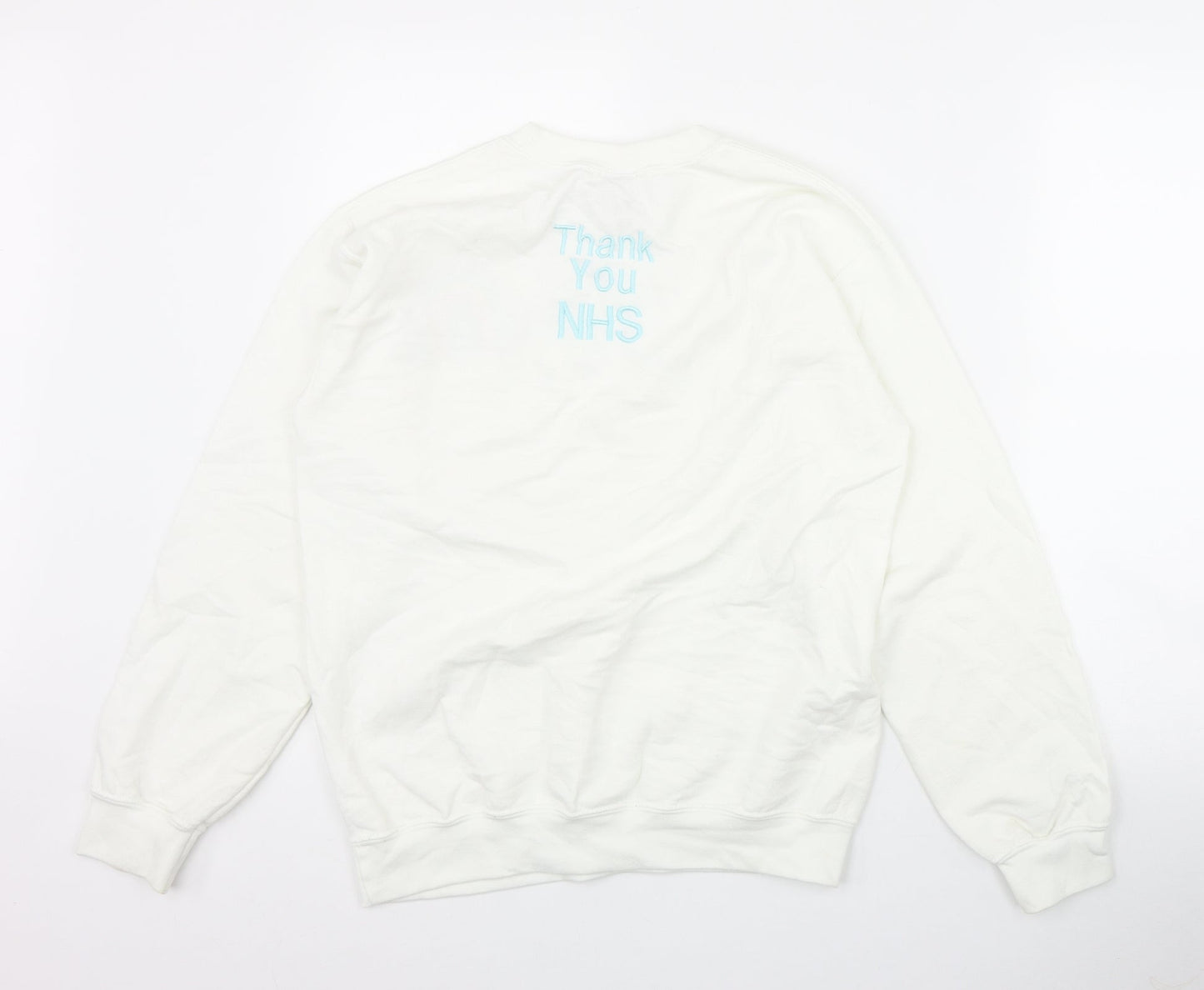 M&C Womens White  Cotton Pullover Sweatshirt Size S  Pullover - 'Thank you NHS'