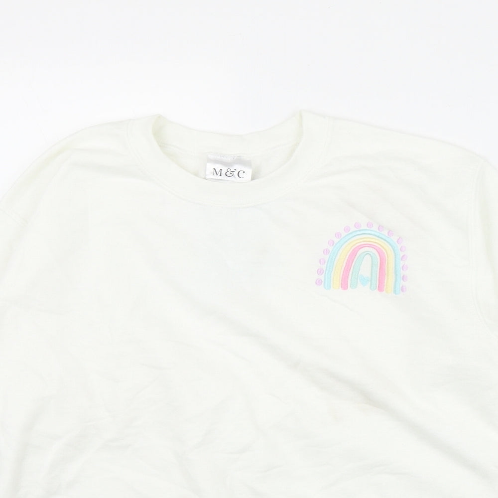 M&C Womens White  Cotton Pullover Sweatshirt Size S  Pullover - 'Thank you NHS'