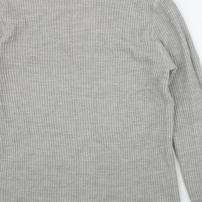 H&M Mens Grey Round Neck  Acrylic Pullover Jumper Size L