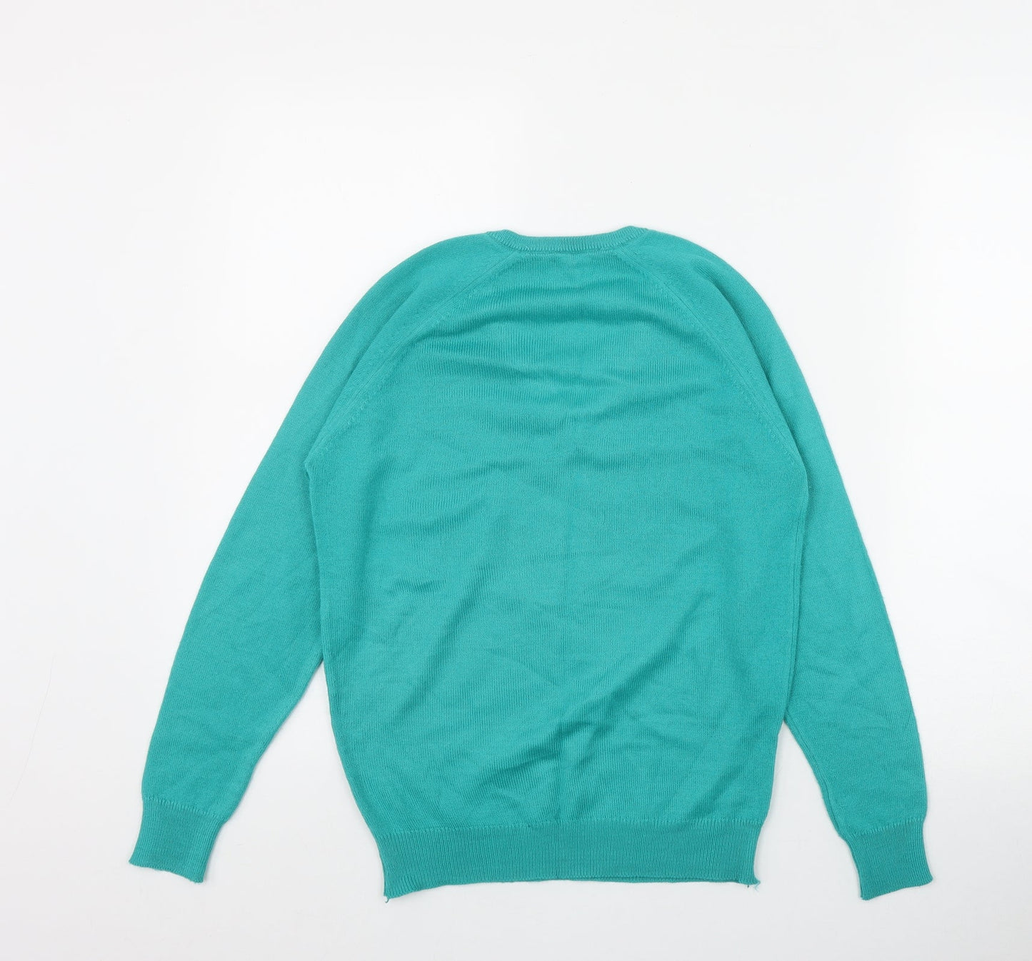 Fine Fare Womens Green V-Neck  Acrylic Pullover Jumper Size 10