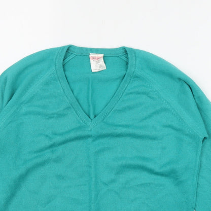 Fine Fare Womens Green V-Neck  Acrylic Pullover Jumper Size 10