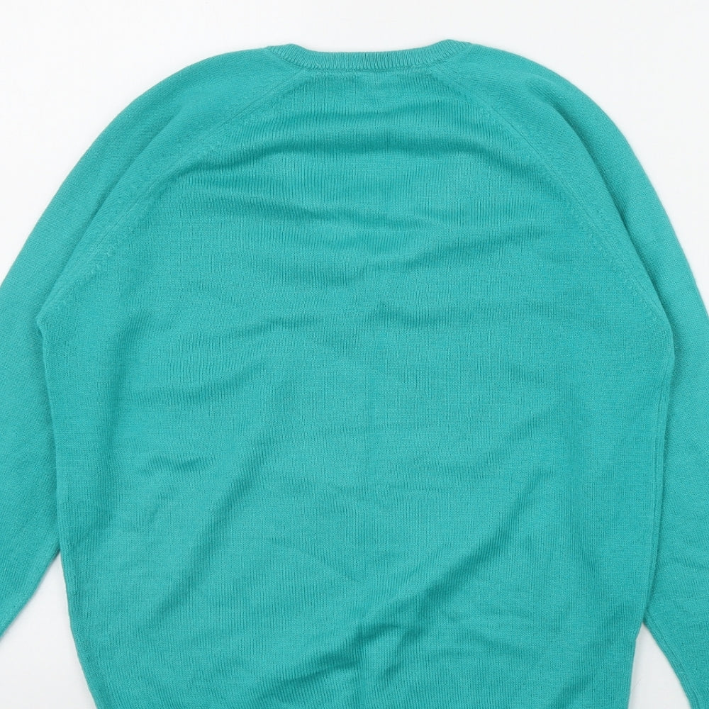 Fine Fare Womens Green V-Neck  Acrylic Pullover Jumper Size 10