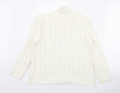 Fashion Alert Womens Ivory V-Neck  Acrylic Cardigan Jumper Size S