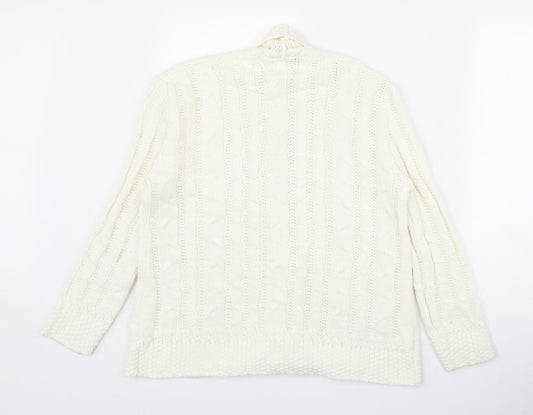 Fashion Alert Womens Ivory V-Neck  Acrylic Cardigan Jumper Size S