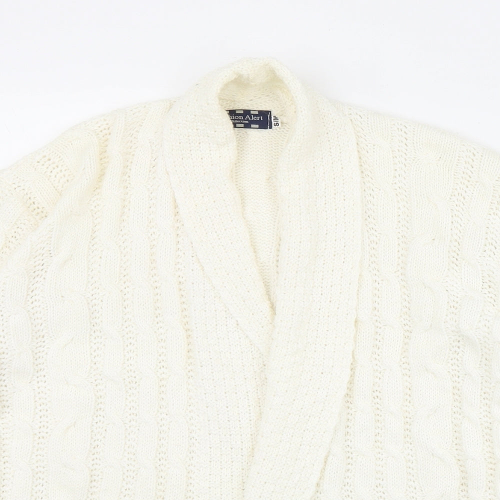 Fashion Alert Womens Ivory V-Neck  Acrylic Cardigan Jumper Size S