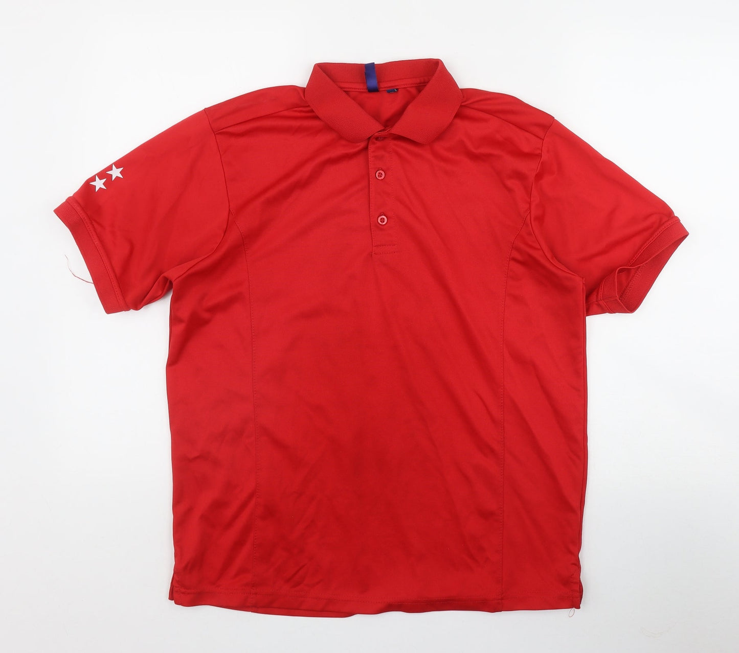 Premier Mens Red  Polyester  Polo Size L Collared Button