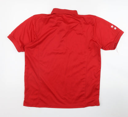 Premier Mens Red  Polyester  Polo Size L Collared Button