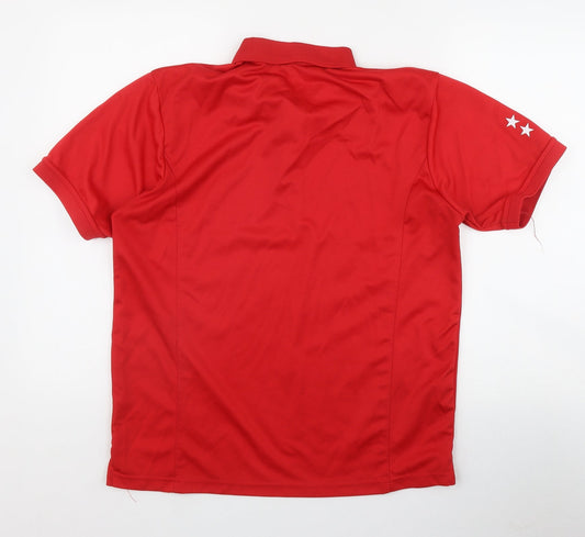 Premier Mens Red  Polyester  Polo Size L Collared Button